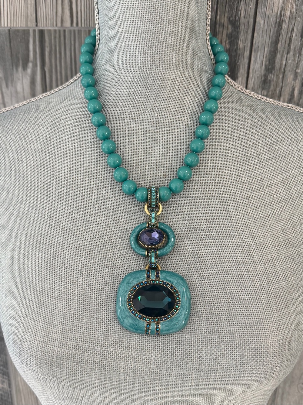Heidi Daus Turquoise Enamel Drop Necklace